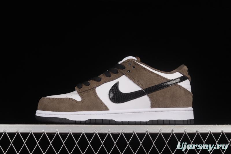 NIKE SB DUNK Low Pro Trail End Brown Furn Brown White Black Snake Print Dunk Series Low Top Casual Sports Skateboard Shoes 304292-102