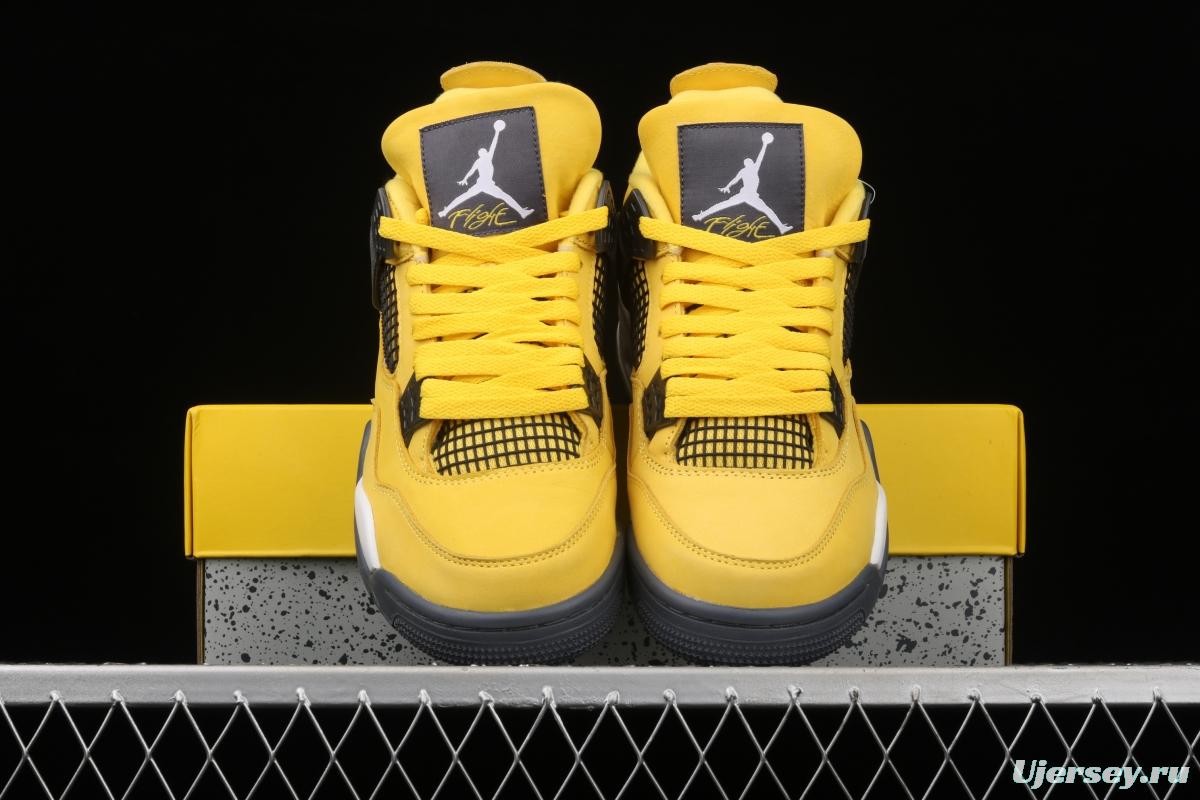 Air Jordan 4 Lightning repeated engraving of white and yellow electric masterbatch basketball shoes CT8527-700