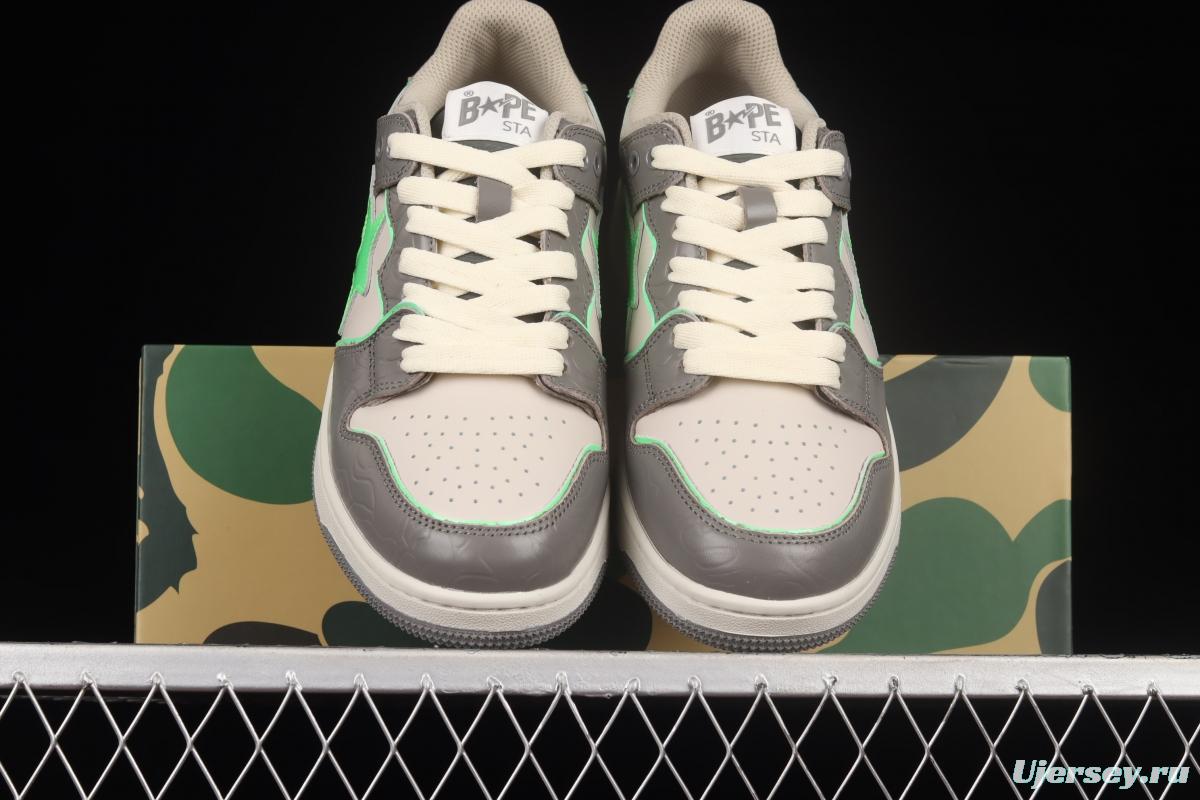 Human MAdidase Bape Sta Sk8 To Nigo trend godfather Nigo brand ape head classic skateboard 1G70191034 gray-green leisure sports shoes