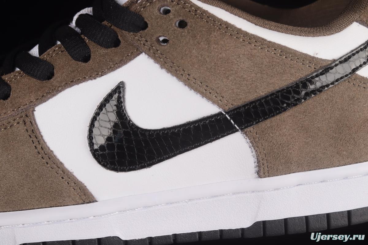 NIKE SB DUNK Low Pro Trail End Brown Furn Brown White Black Snake Print Dunk Series Low Top Casual Sports Skateboard Shoes 304292-102