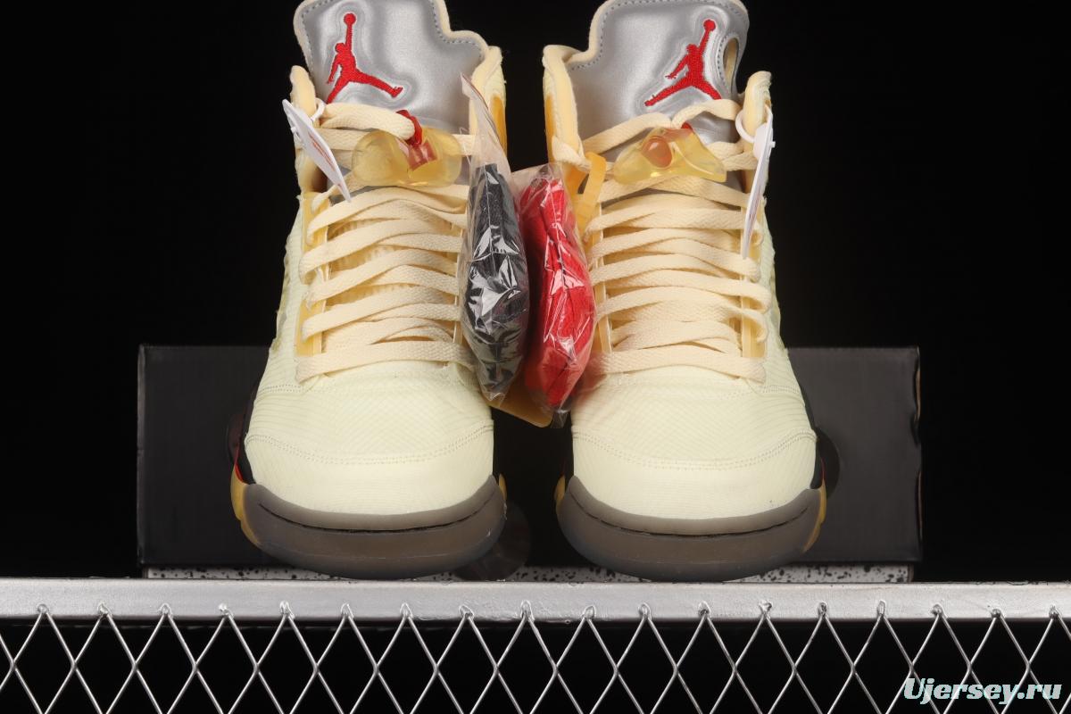 OFF-White x Air Jordan 5 Retro SP White Sail Golden Cicada DH8565-100