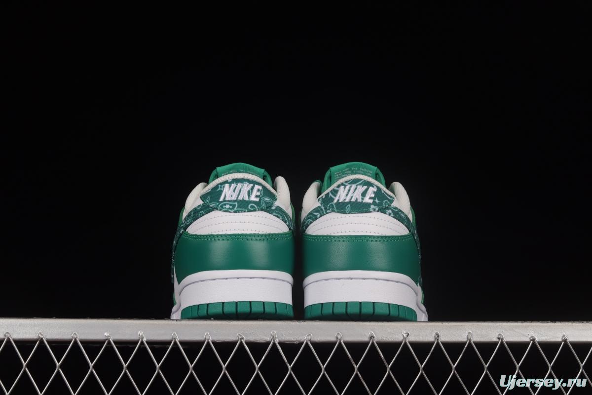 NIKE DUNK Low Green Paisley Cashew Flower White Green SB Buckle Shredded Backboard Fashion Casual Sneakers DH4401-102