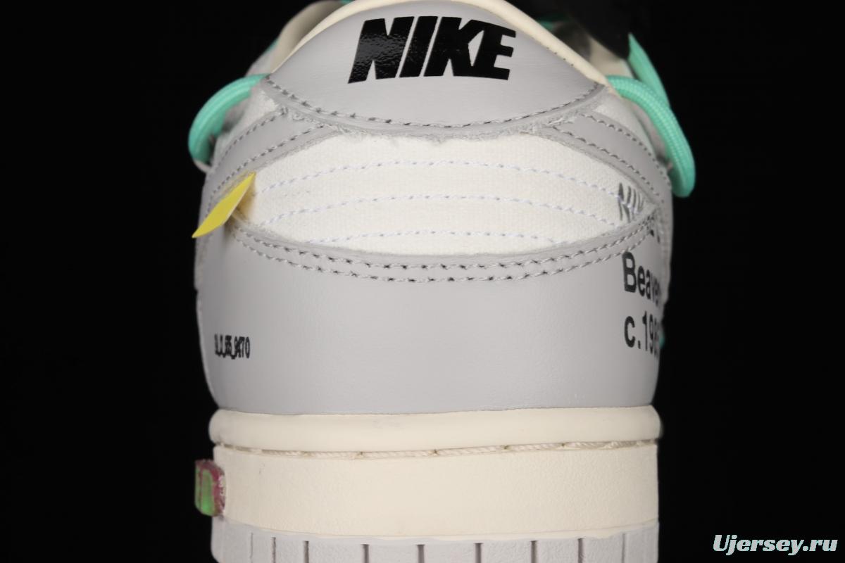 OFF-White x NIKE DUNK Low 04 of 50 OW white gray leisure sports skateboard shoes DM1602-114