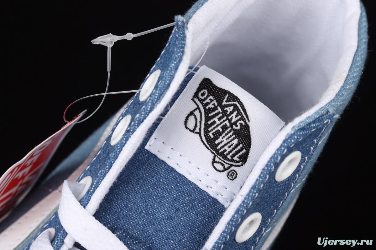 Vans Sk8-Hi Tapered series denim blue matching ultra-thin canvas high upper shoes VN0A3MV8Q691