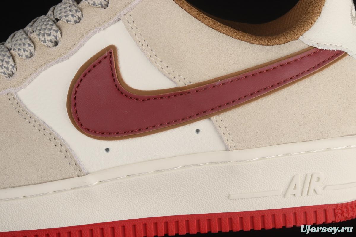 NIKE Air Force 1x07 SU19 rice white Chinese red suede low-top casual board shoes QZ3068-226