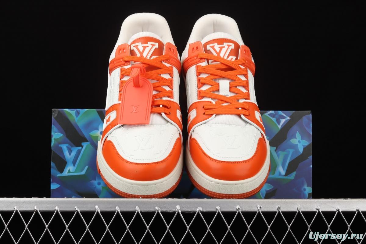 Authentic LV 2021ss early spring fashion catwalk sneakers 400N ORANGE White