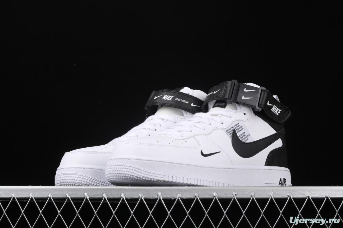 NIKE Air Force 1 Mid'07 Lv8 white and black simple edition OW letter casual board shoes 804609-103