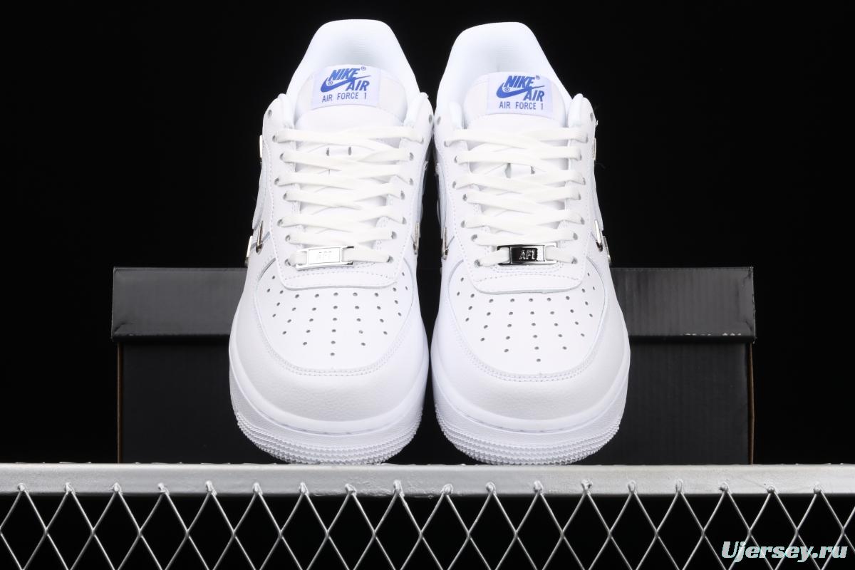 NIKE Air Force 11607 Low All white joint name small silver hook low-top casual board shoes CT1990-100