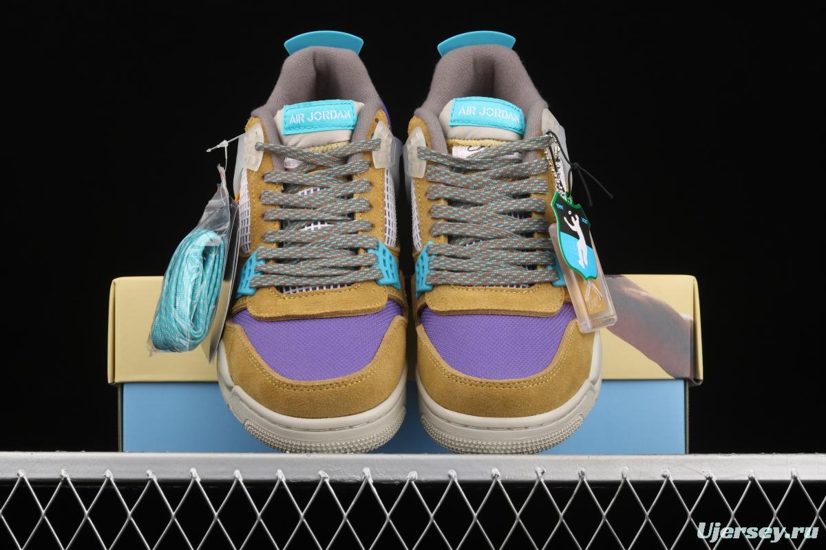 Union LA x Nike Air Jordan 4 Retro Desert Moss turquoise purple sports culture basketball shoes DJ5718-300