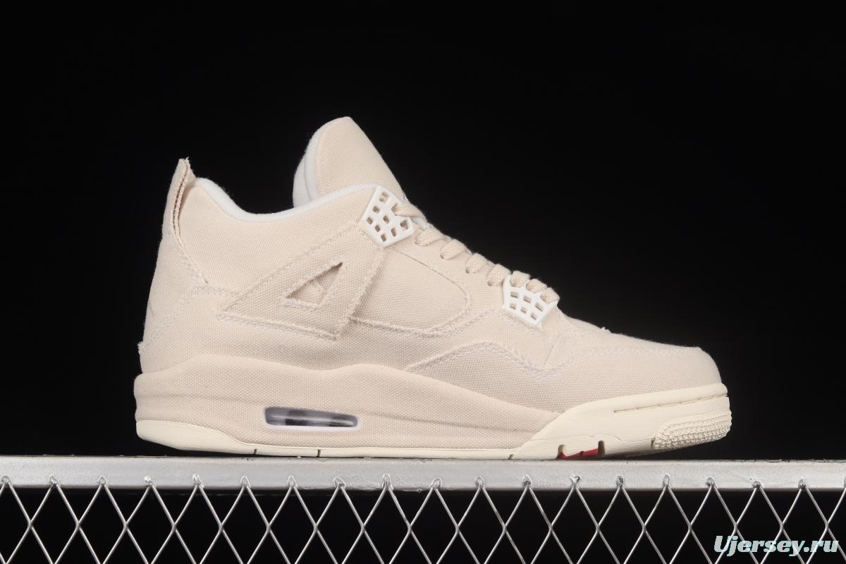 Air Jordan 4 Retro Canvas off-white canvas basketball shoes DQ4909-100