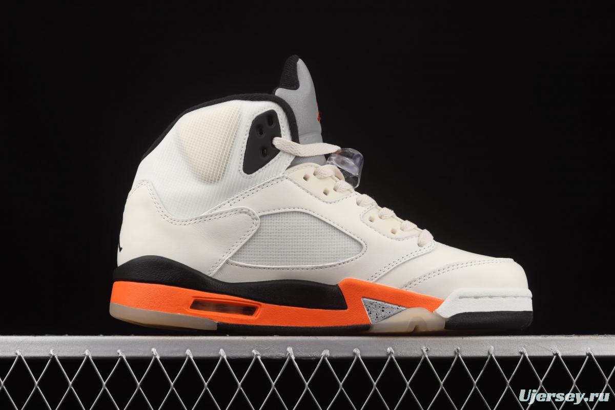 Air Jordan 5 Total Orange white buckle shredded DC1060-100