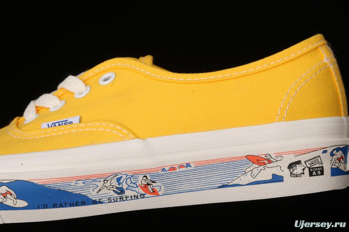 Vans Authentic 44 DX yellow canvas surfing printed Anaheim vintage board shoes VN0A54F241Q