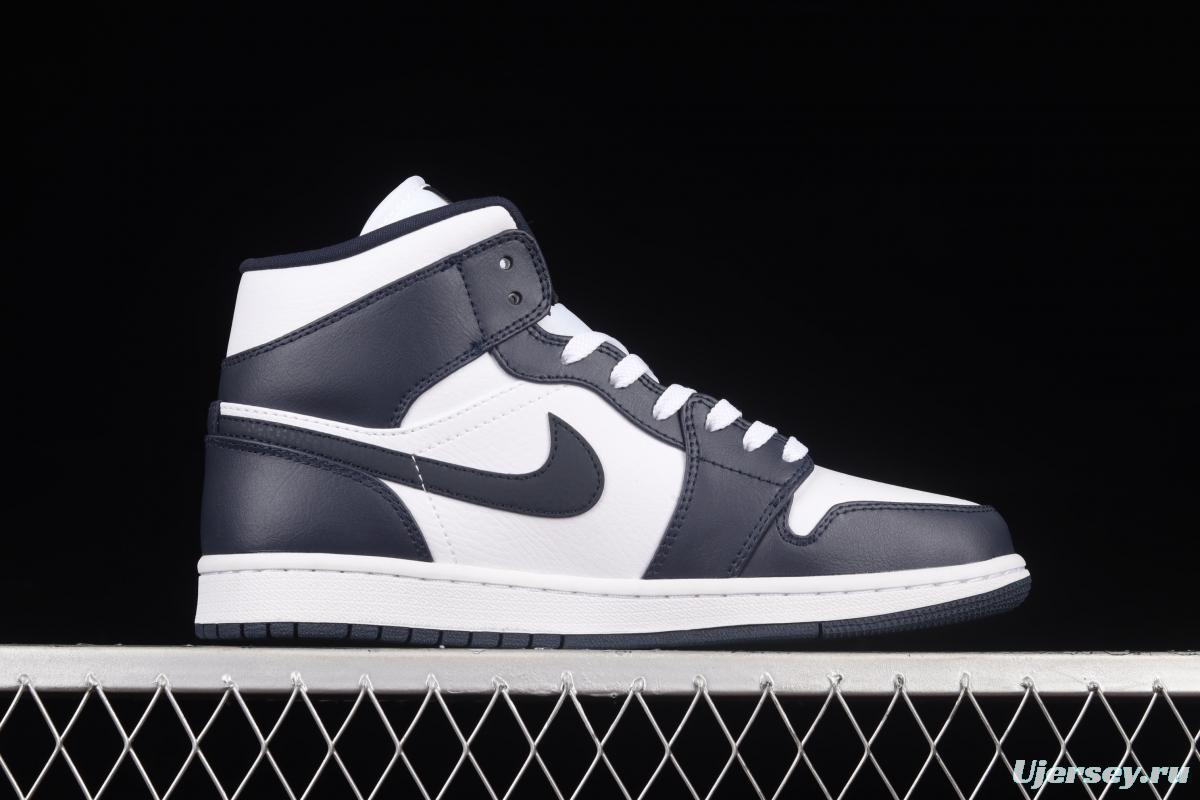 Air Jordan 1 Mid obsidian basketball shoes 554724-174