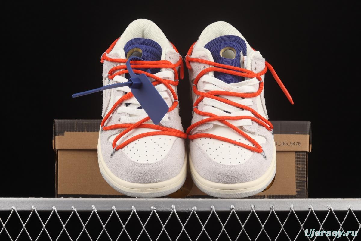 OFF-White x NIKE DUNK Low 12 of 50 OW suede SB buckle rebound fashion casual board shoes DJ0950-110