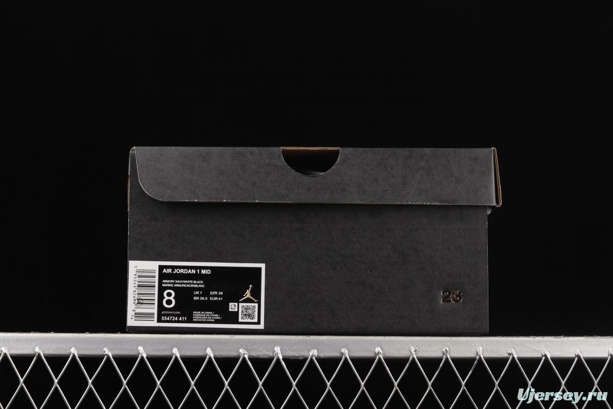Air Jordan 1 Mid Dark Teal Qinglan Zhongbang basketball shoes 554724-411