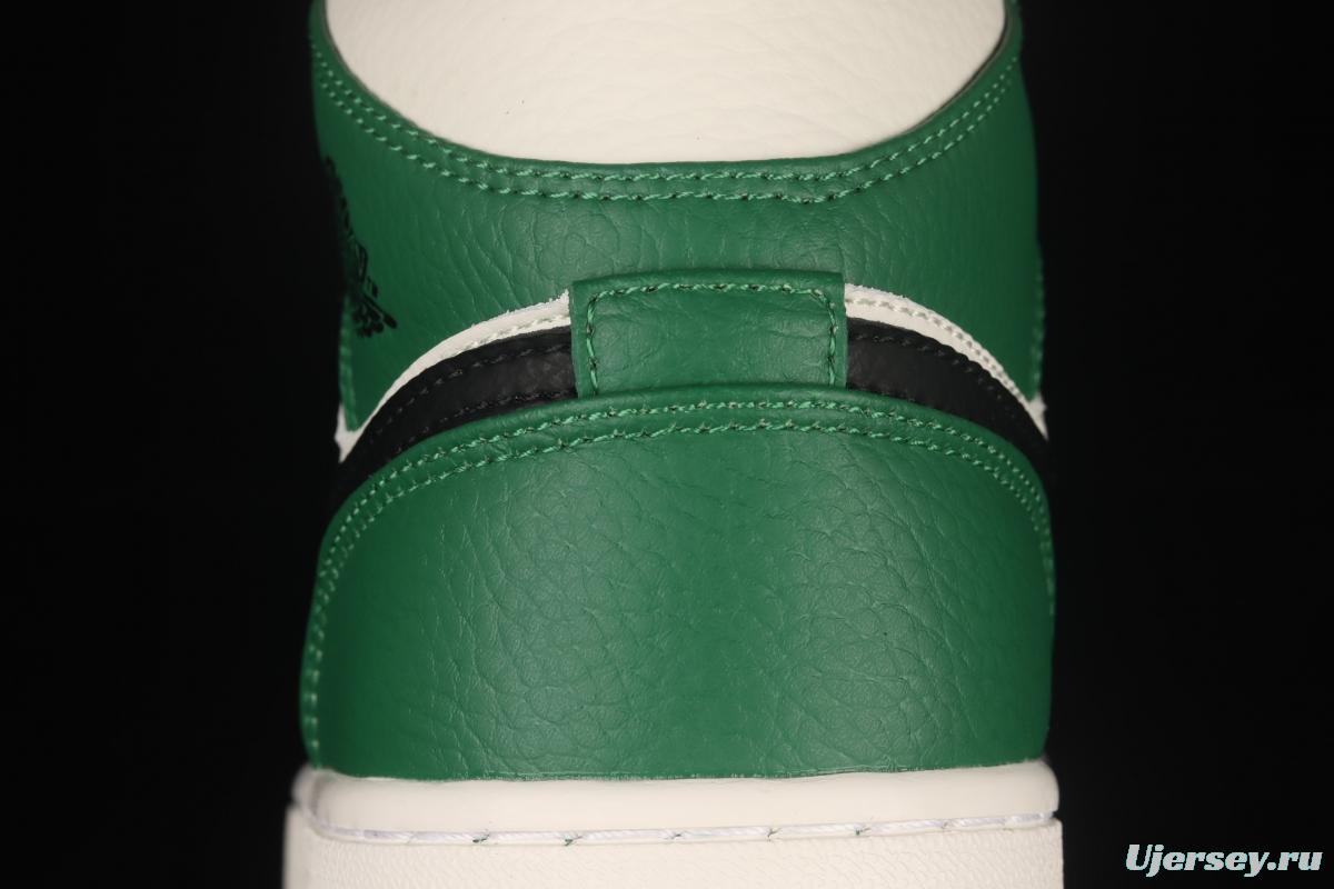 Air Jordan 1 Mid Pine Green refreshing green toe Zhongbang basketball shoes 852542-301