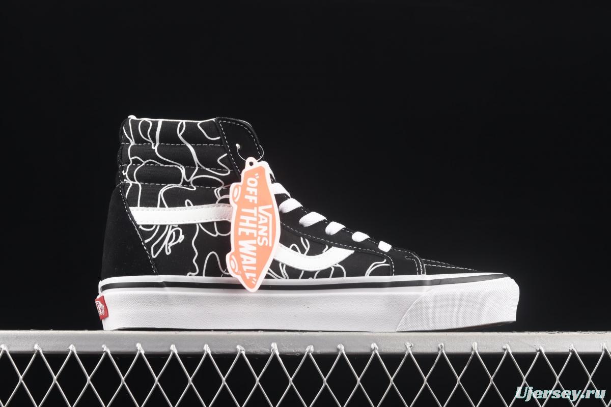 Vans Sk8-Hi BAPE co-signed Anaheim black and white classic high top casual board shoes VN0A38GF7BG