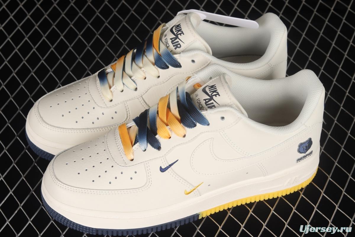 NIKE Air Force 11407 Low Su19 beige blue yellow Memphis Grizzlies city limited low-top casual board shoes TN2569-307
