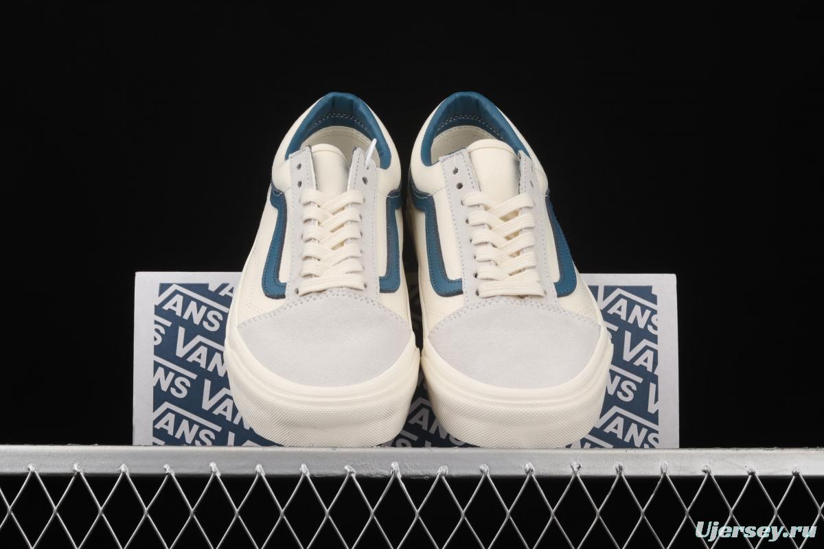 Vans Old Skool Lx white suede inner blue leather spliced canvas retro casual shoes VN0A38G1QKK