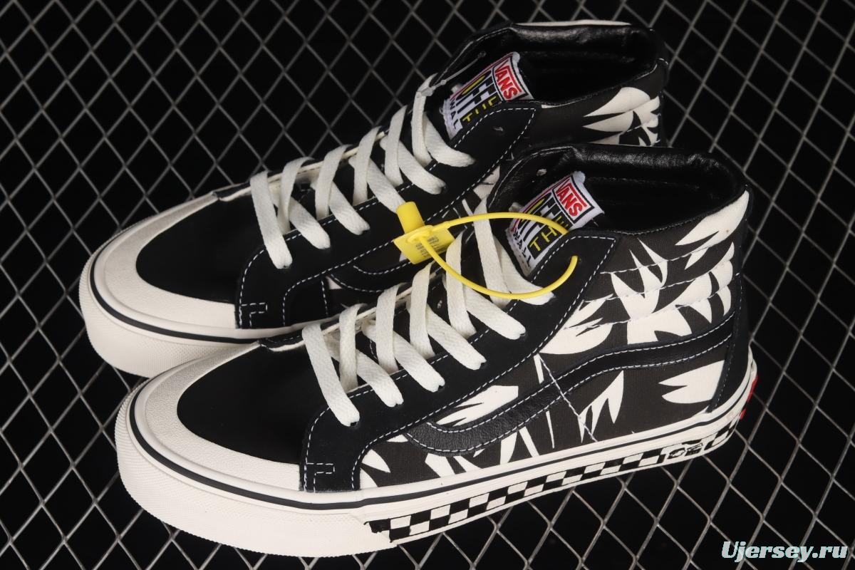 Vans Sk8-Hi Anaheim checkerboard black and white maple leaf print high-top casual shoes VN0A4VHE9Z9