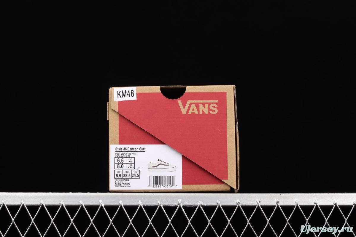 Vans Style 36 million gray rice white side stripes low-edge sports board shoes VN0A3MVLXGL