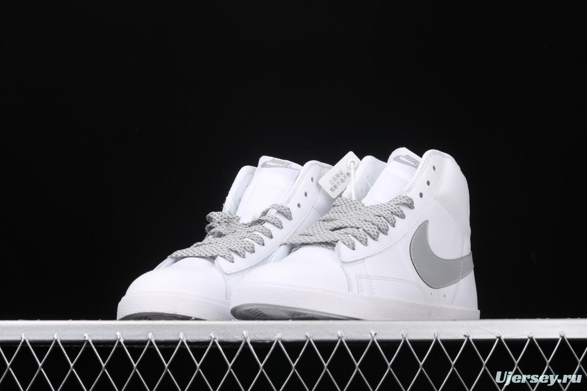 NIKE Blazer Retro Trail Blazers 3M reflective all-white high-top casual board shoes 845054-106