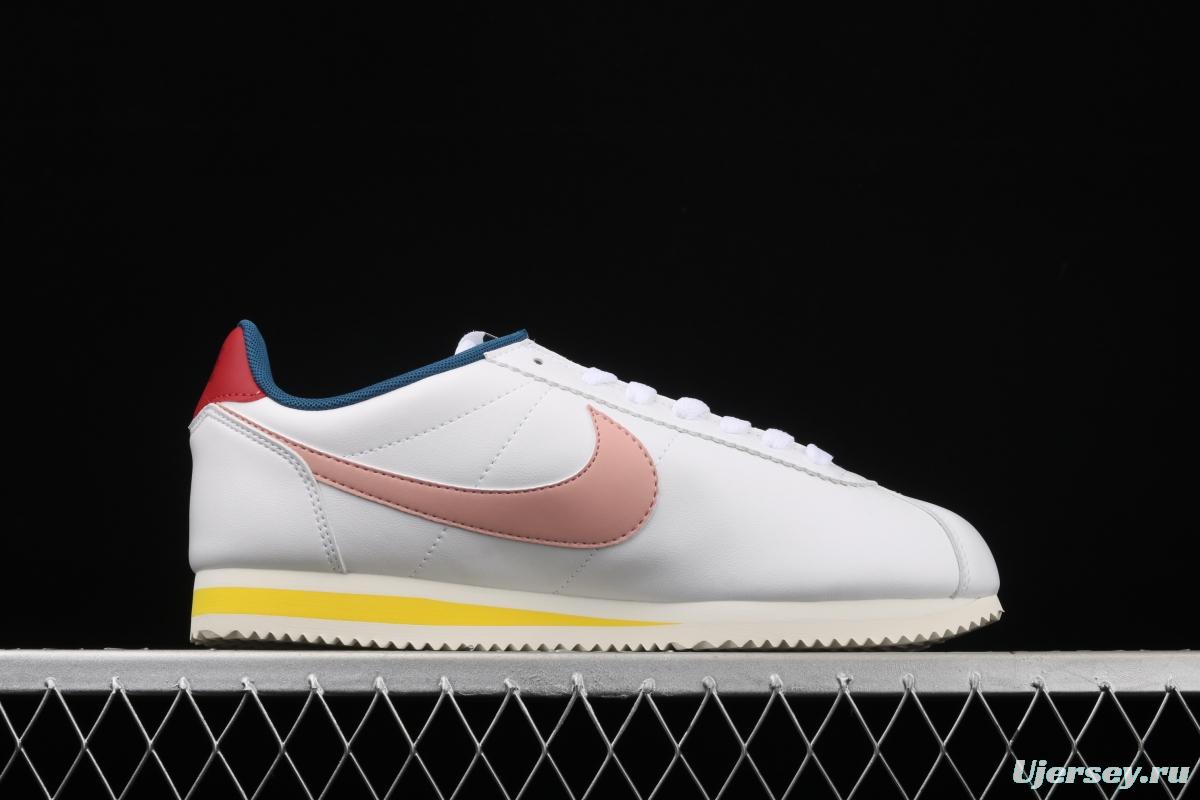 NIKE Classic Cortez Leather Forrest Gump fresh white powder matching leather running shoes 807471-114