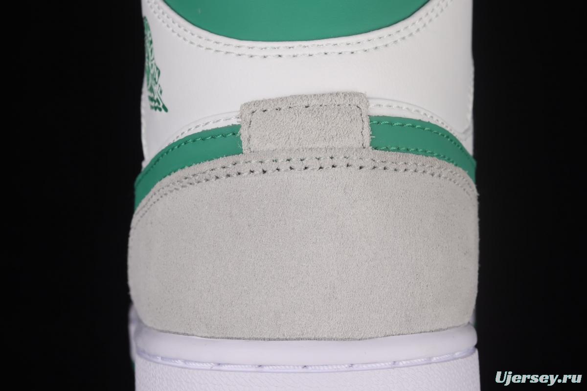 Air Jordan 1 Mid white, gray and green medium top basketball shoes DC7294-103