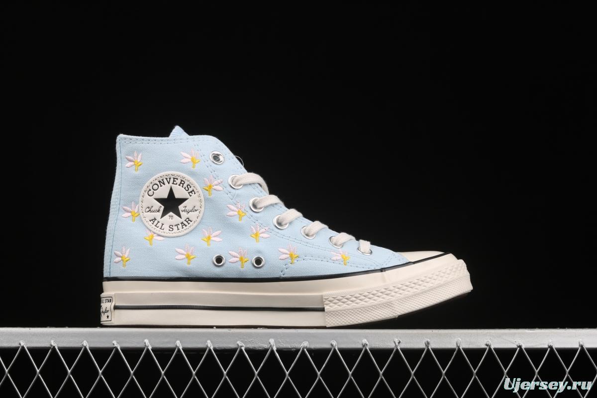 Converse 1970 Korean version milk blue floret high top leisure board shoes 570917C