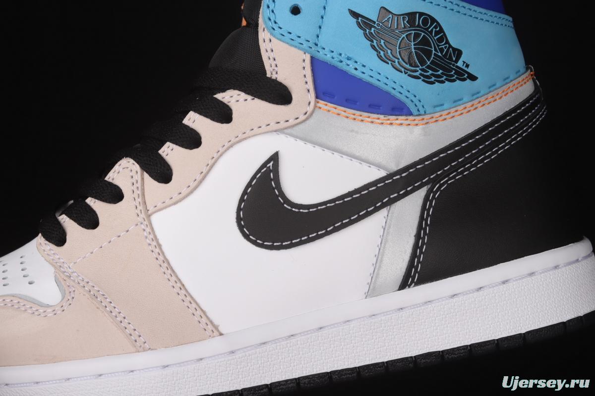 Air Jordan 1 High OG Pro Total Orange 3M blue and white stitched high top basketball shoes DC6515-100