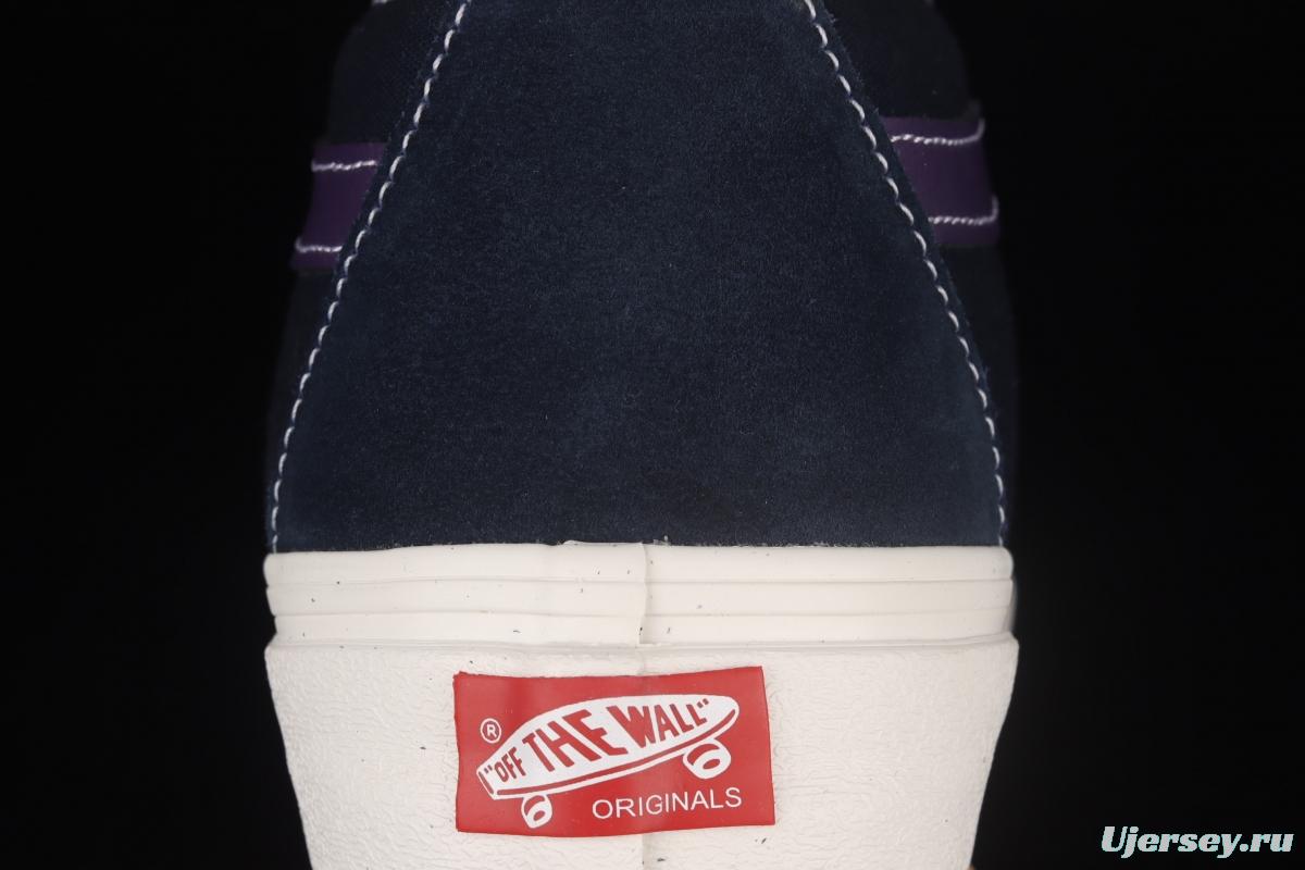 Vans Sk8-Hi vintage navy blue color matching high-top classic canvas skateboard shoes VN0A4BVB20T