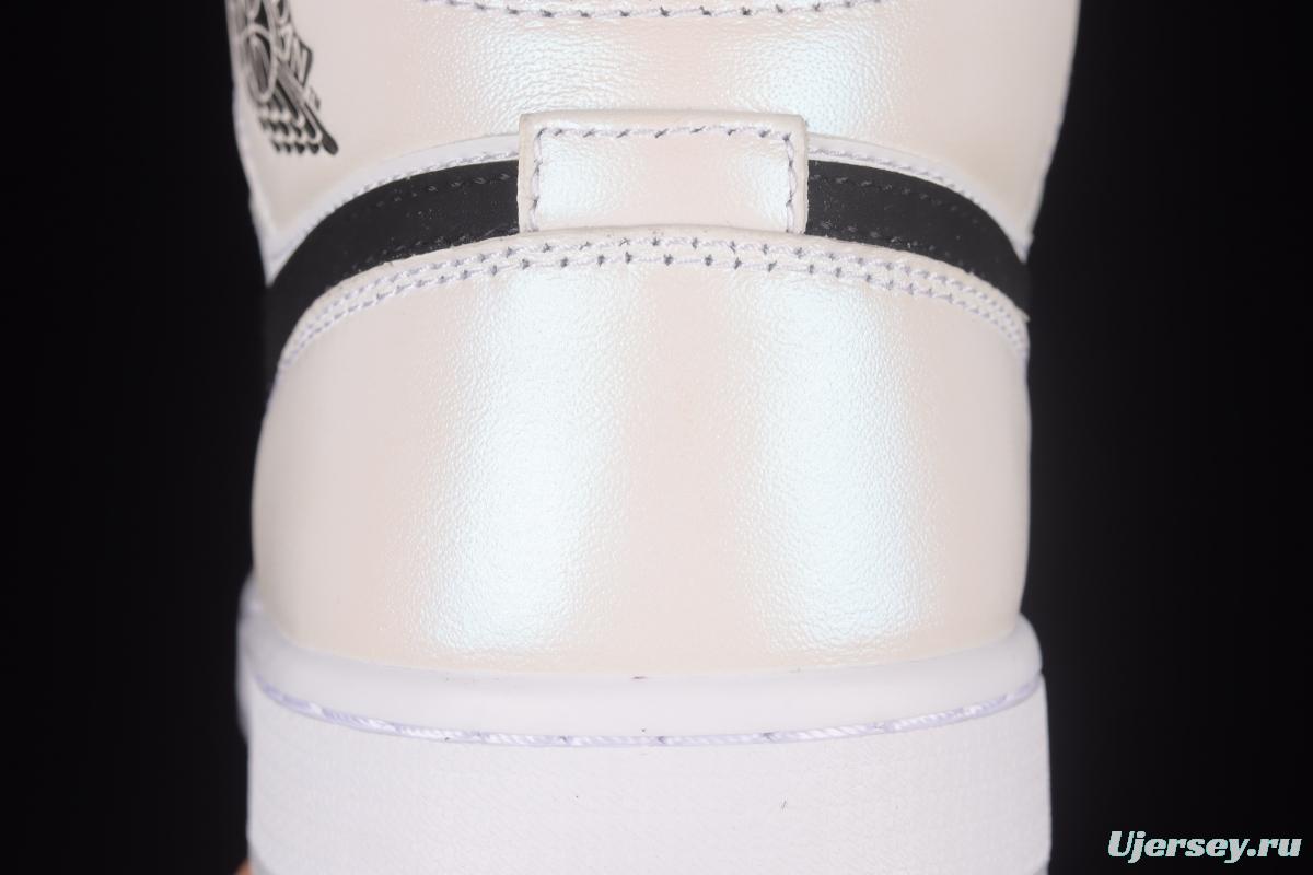 Air Jordan 1 Mid Diamond Shorts Pearl White Black Panda DH6933-100