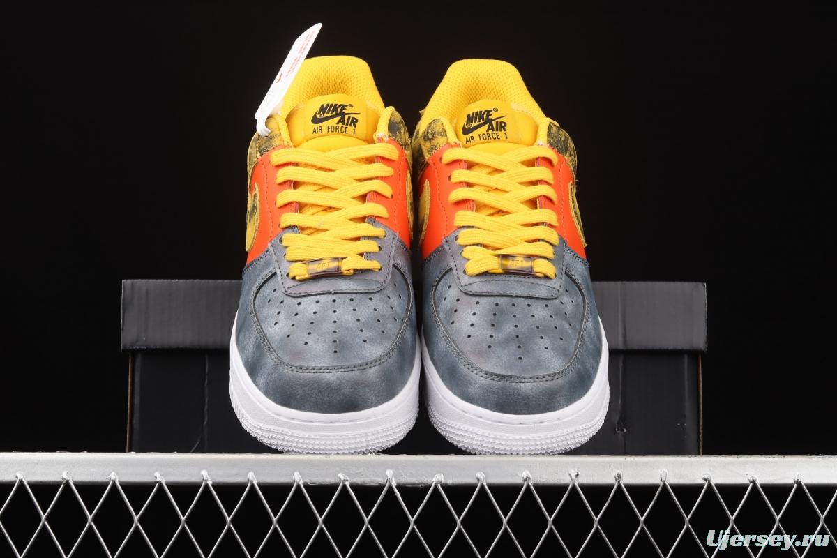 Air Force 1 Low Dark Sulphur yellow orange gray low top sports leisure board shoes CZ0337-700