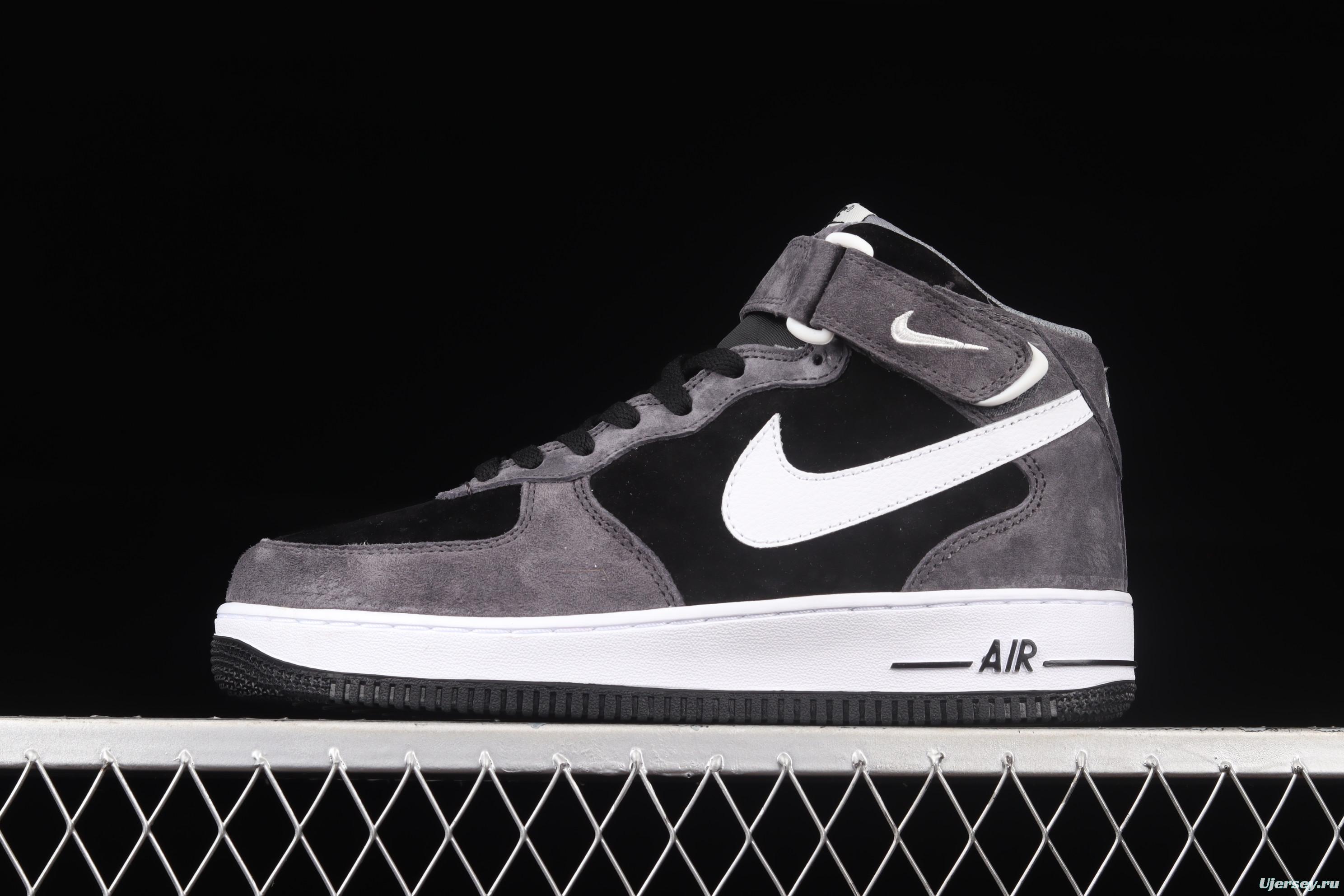 NIKE Air Force 1' 07 Mid dark black and gray suede medium top casual board shoes QT3369-996