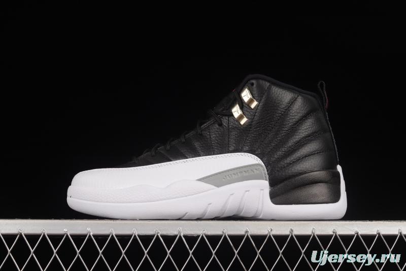 Air Jordan 12 Retro Royoffs 2 2 Black and White Silver Buckle 2022 Edition Playoffs CT8013-006
