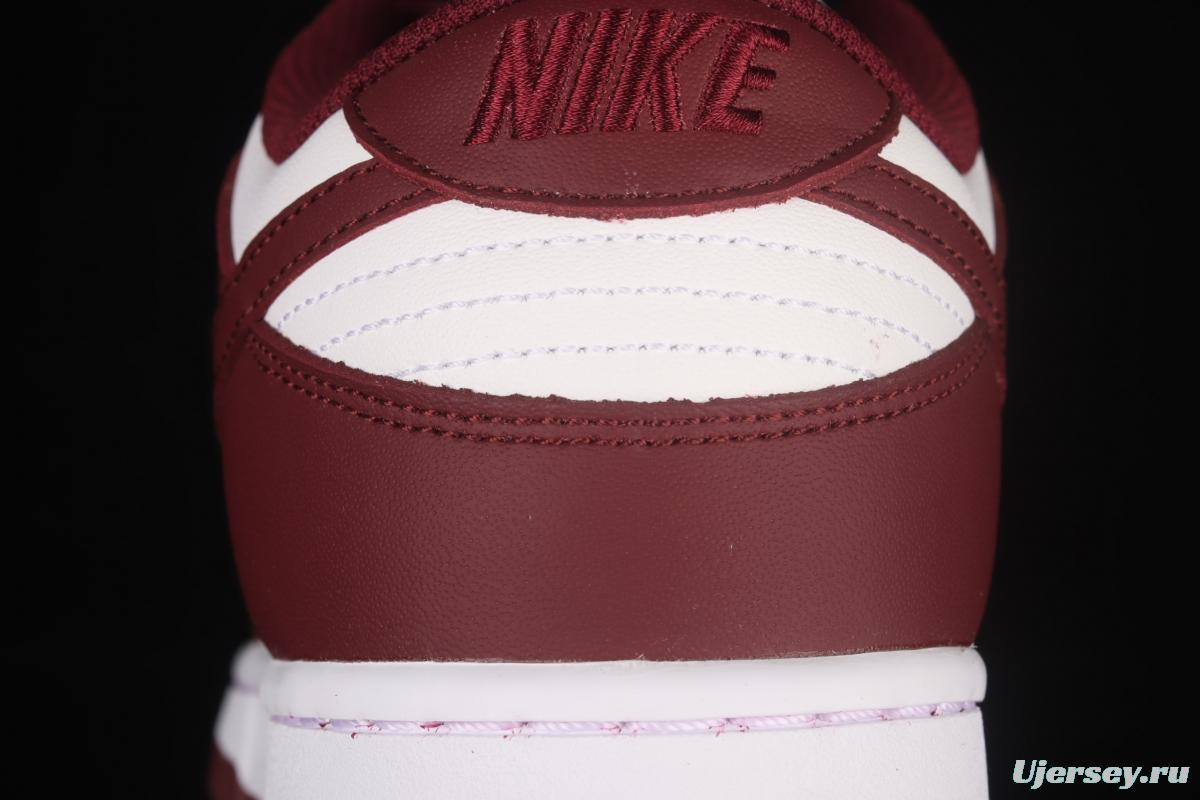 NIKE SB DUNK Low Prm wine red and white color SB buckle rebound fashion leisure board shoes DD1503-108