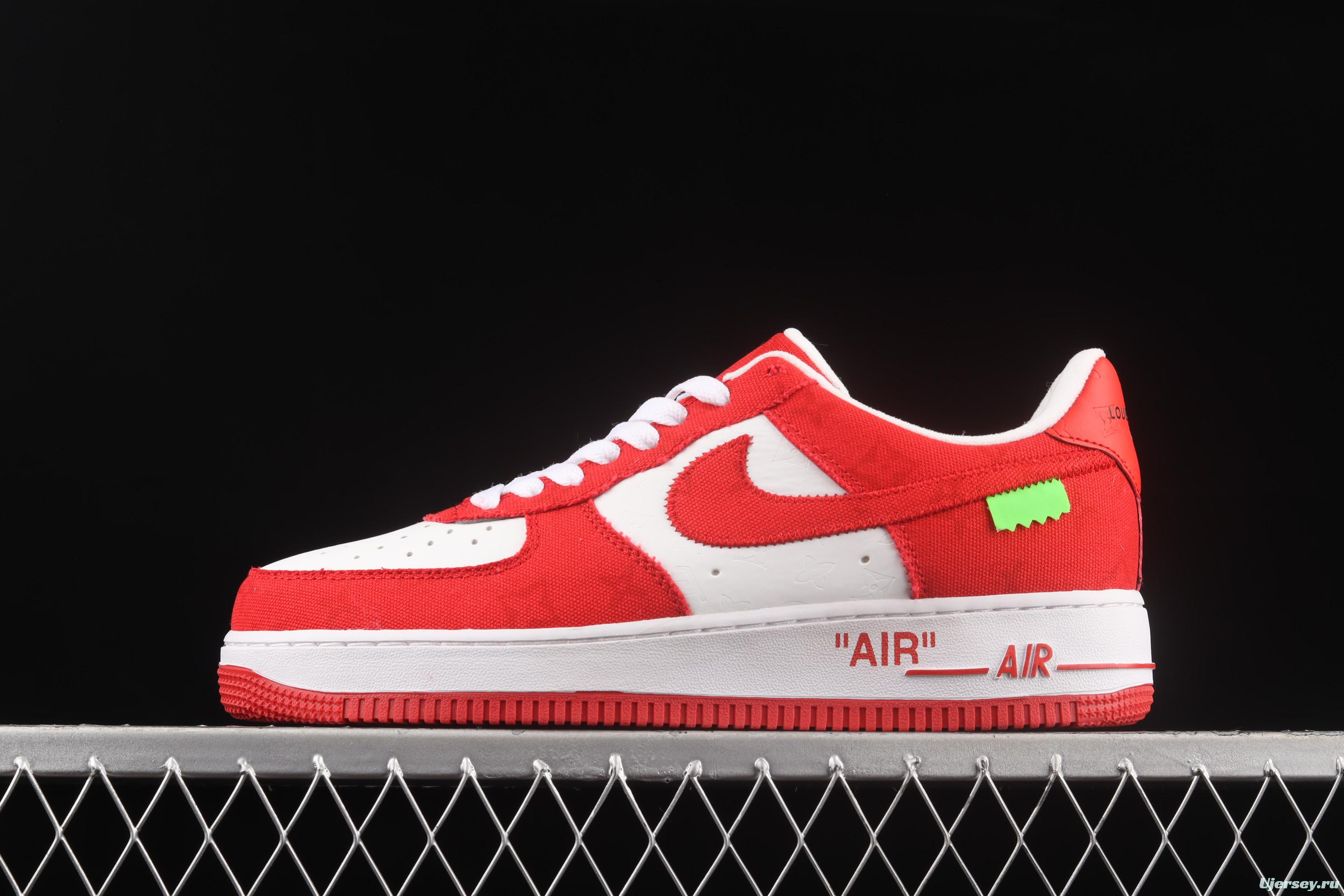 NIKE Air Force 1x07 Low LV printed canvas spliced low-top casual board shoes LA2314-102,