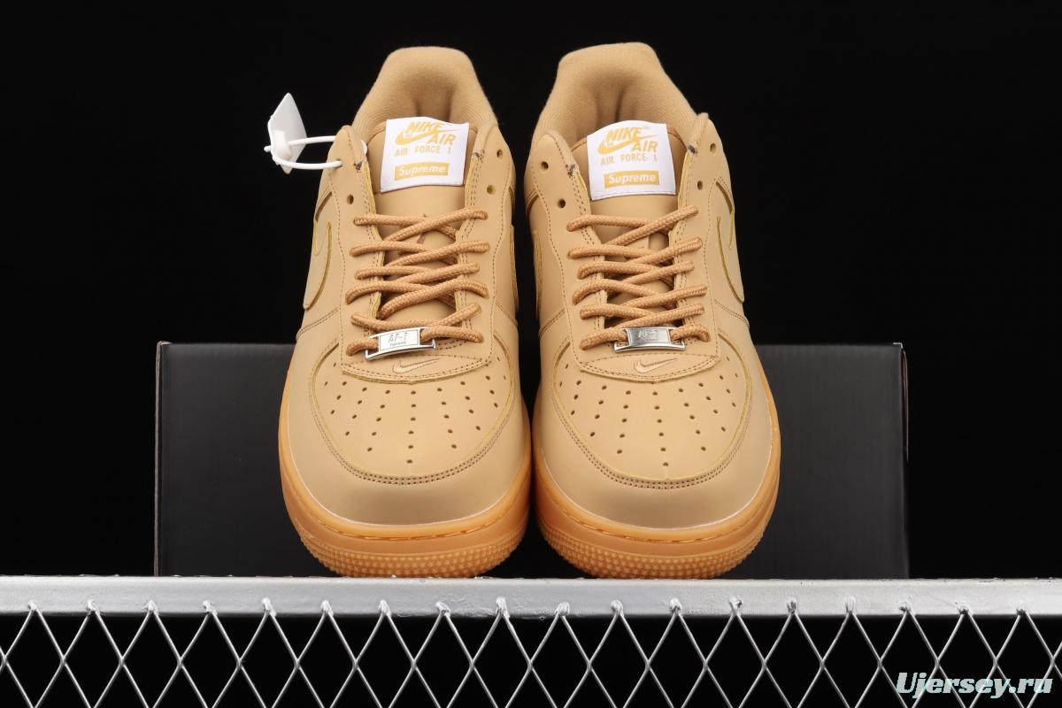 Supreme x NIKE Air Force 1 Low AF1 co-branded wheat color low-top casual board shoes DN1555-200