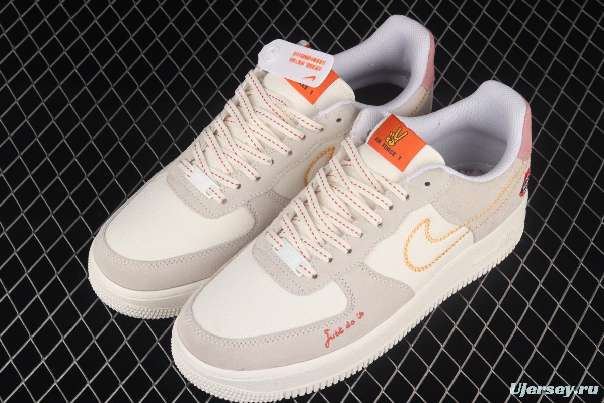NIKE Air Force 1 Low Sail lipstick embroidered low-top casual board shoes DQ7656-100