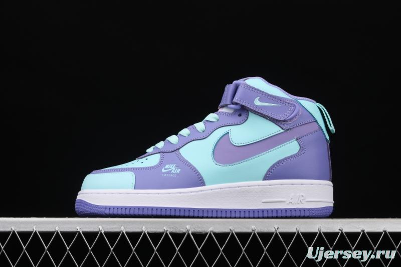 NIKE Air Force 1 Mid sells blue and purple color Zhongbang leisure board shoes CV3039-107overseas
