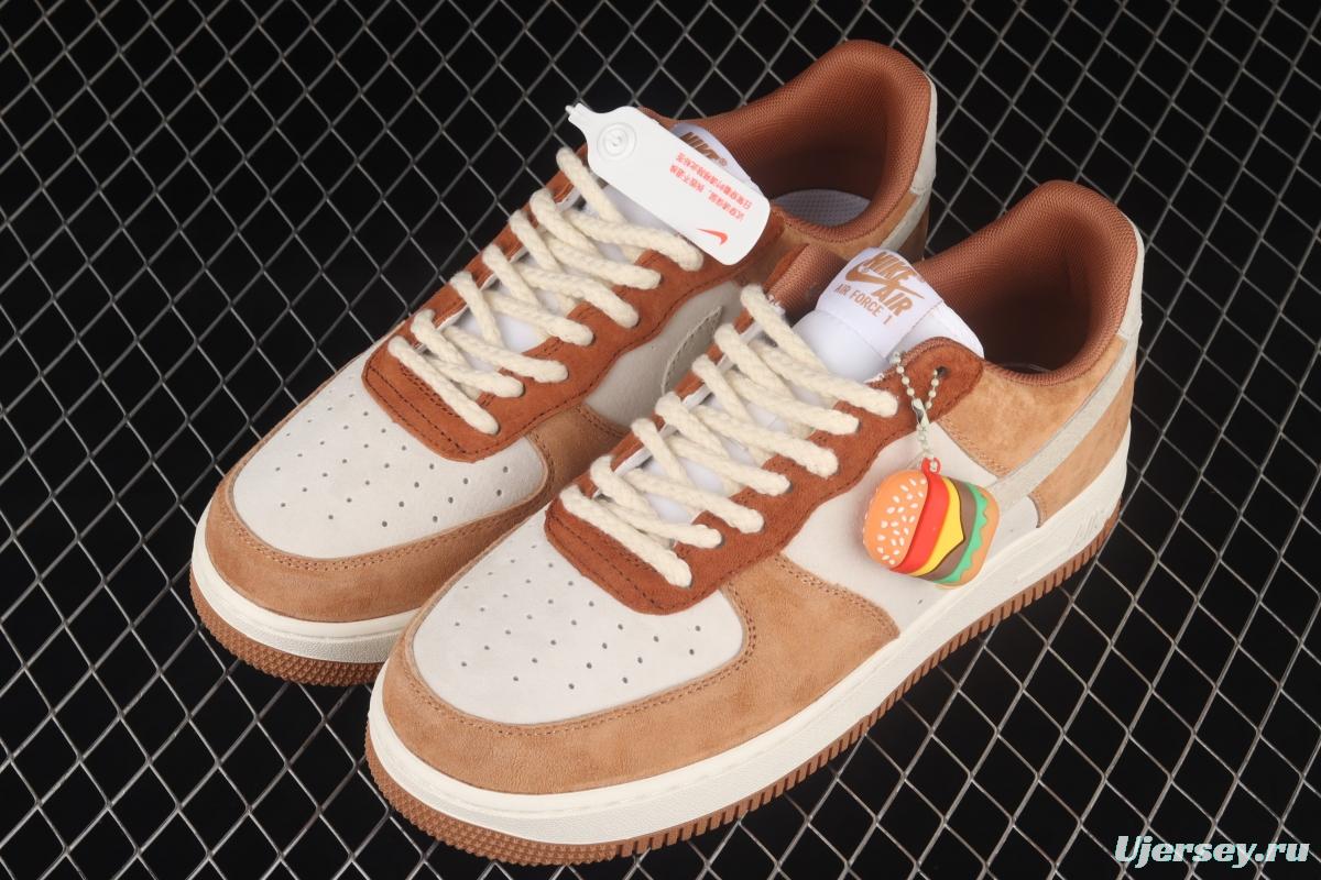 NIKE Air Force 1x 07 ESS milk tea hamburger low top casual board shoes CW2288-855