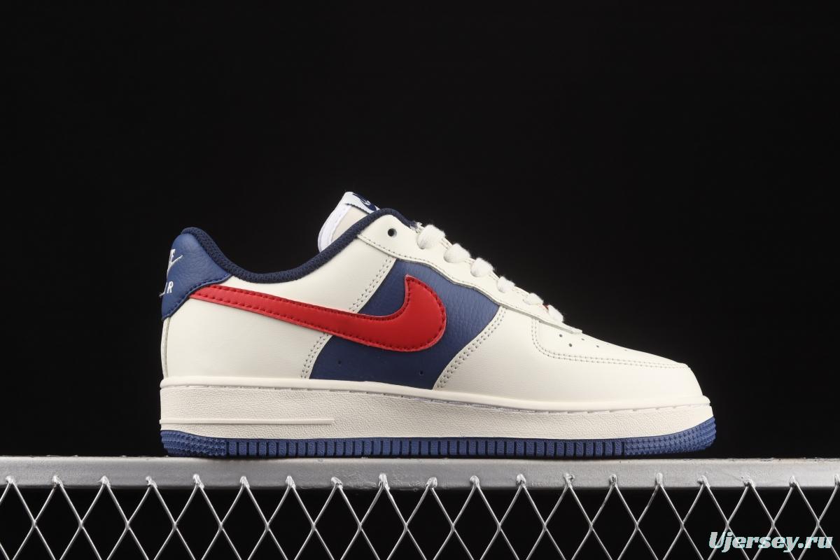 NIKE Air Force 1x07 Low white, blue and red stitching low-top casual board shoes CW2288-901