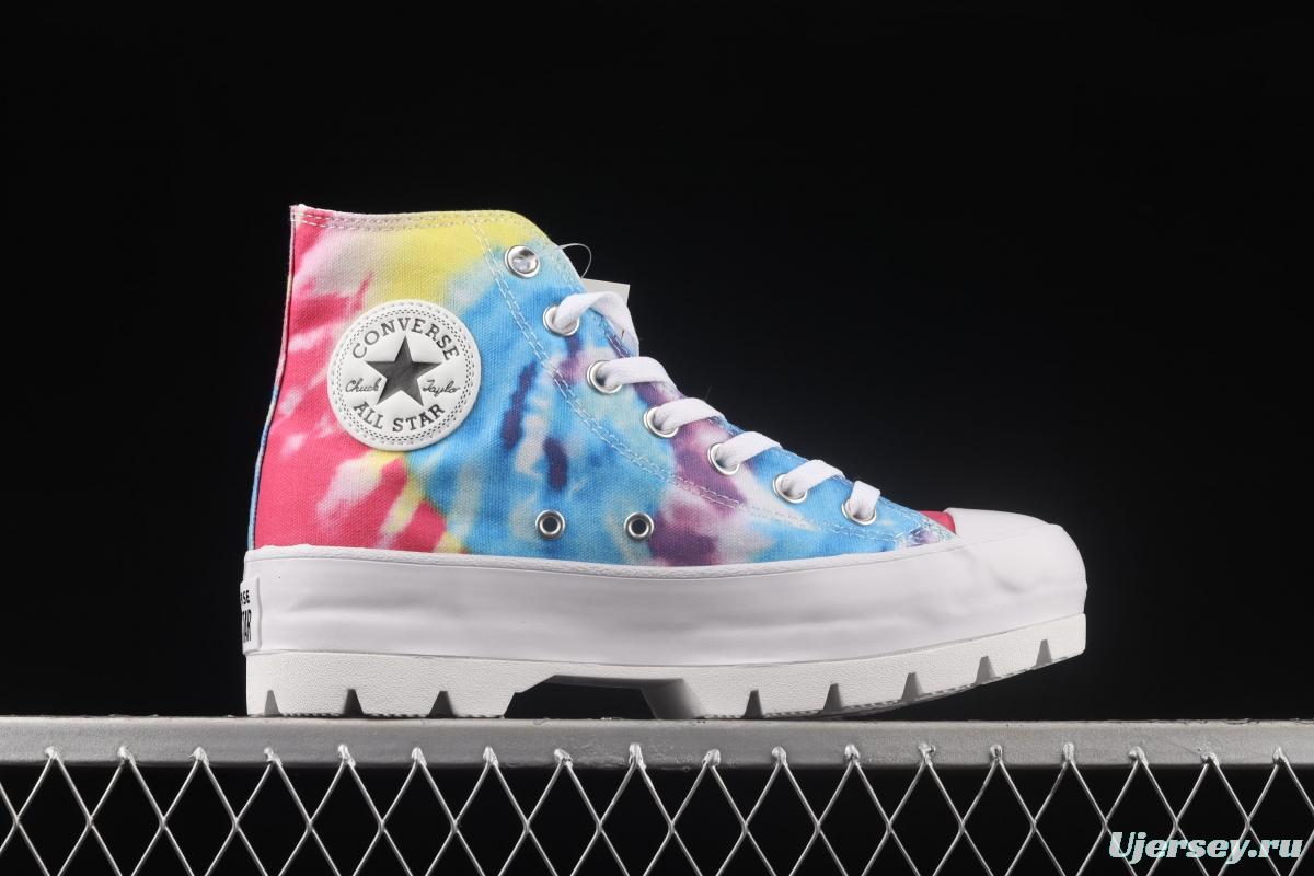 Converse All Star Lugged tie-dye canvas shoes with thick soles and high uppers 572461C