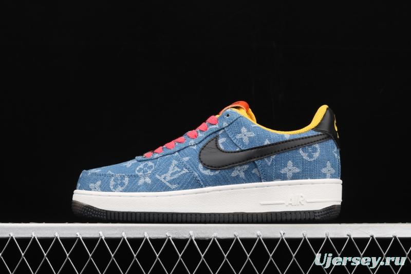 NIKE Air Force 1y07 Levitte denim series LV co-named leisure sports board shoes 315111-222,