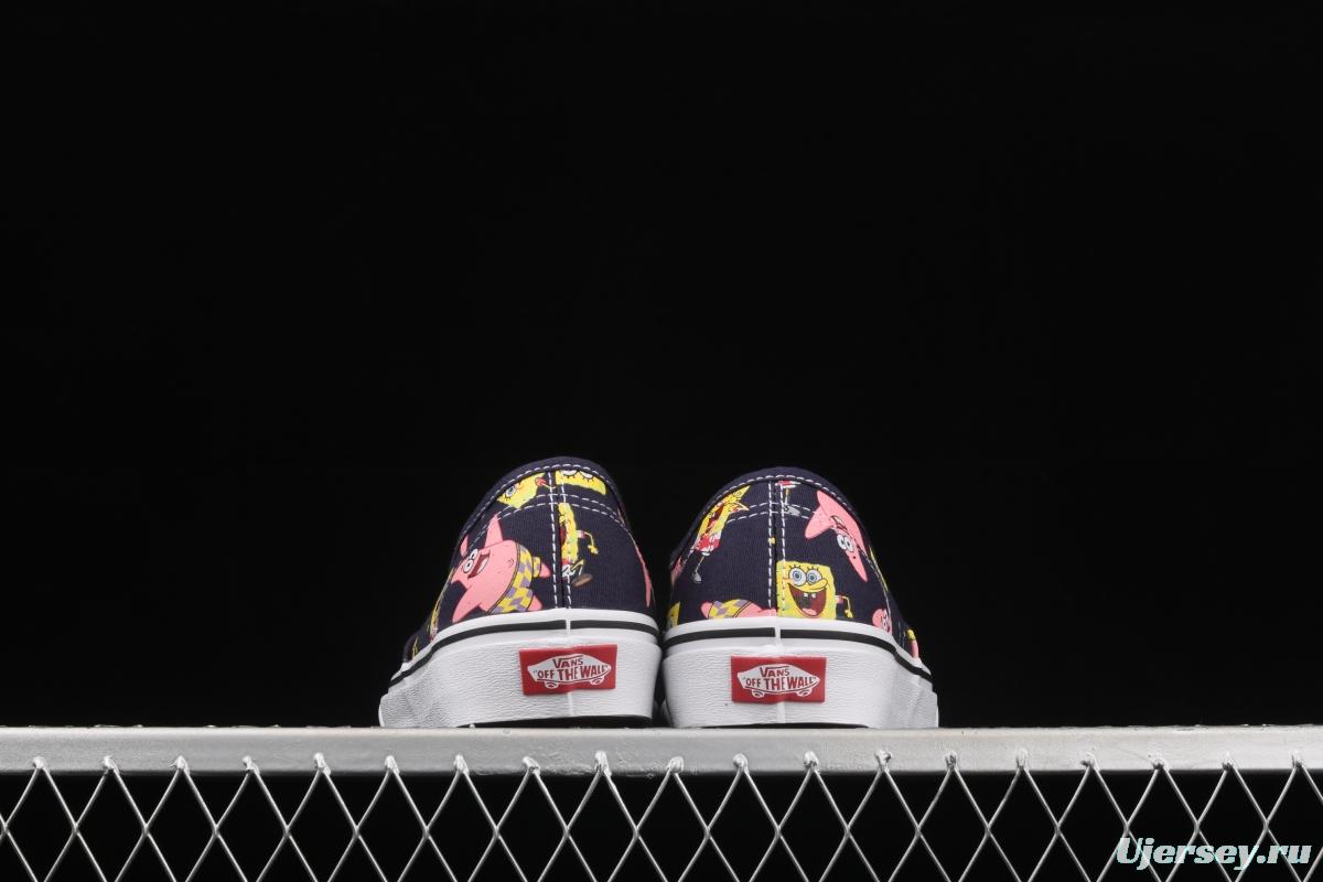 SpongeBob x Vans Comfycush Authentic 2021 joint color printing cartoon customized low-side vulcanized canvas leisure sports board shoes VN0A3WM7YZ1