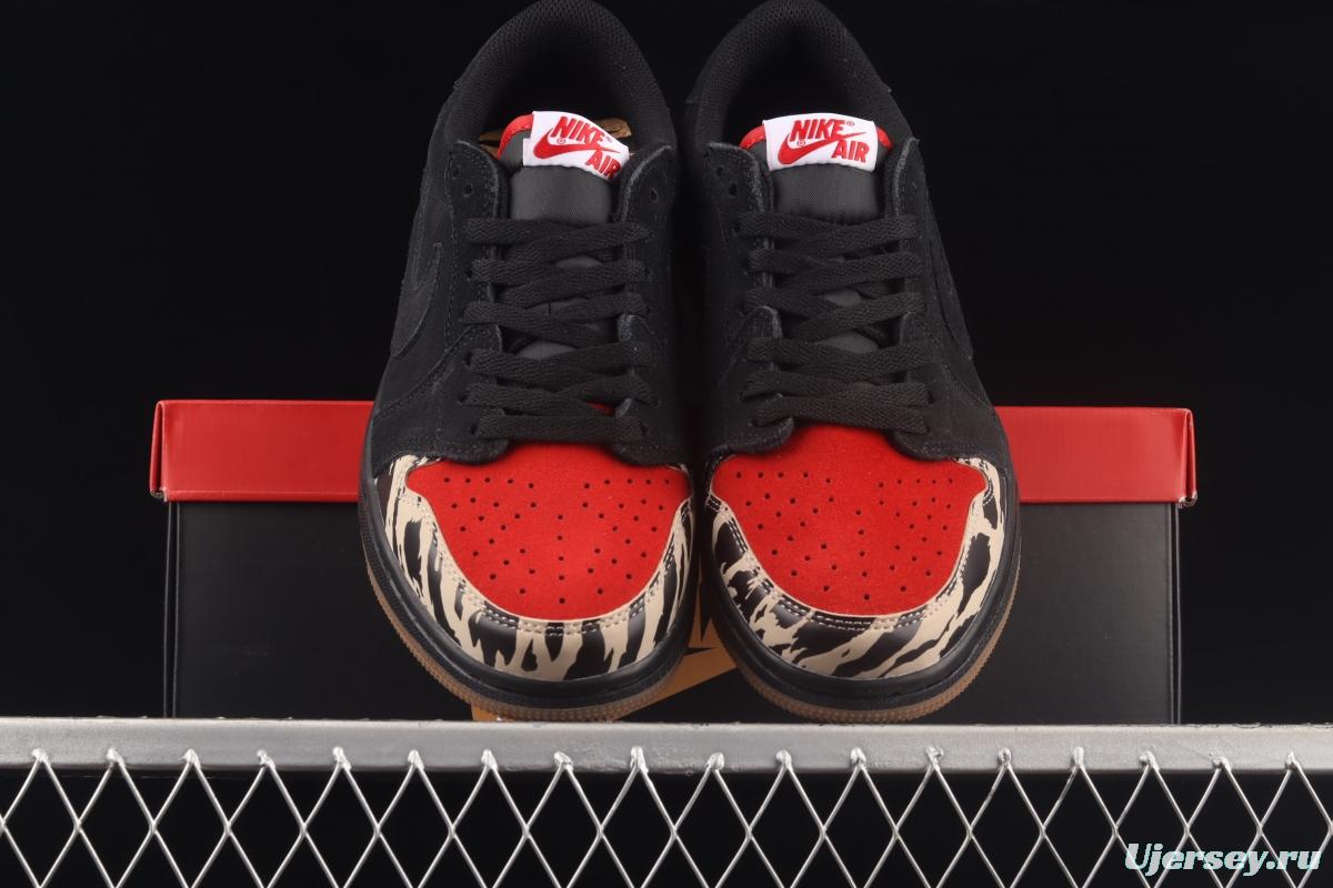 Air Jordan 1 Low Carnivore predator theme black and red low-side cultural board shoes DN3400-001