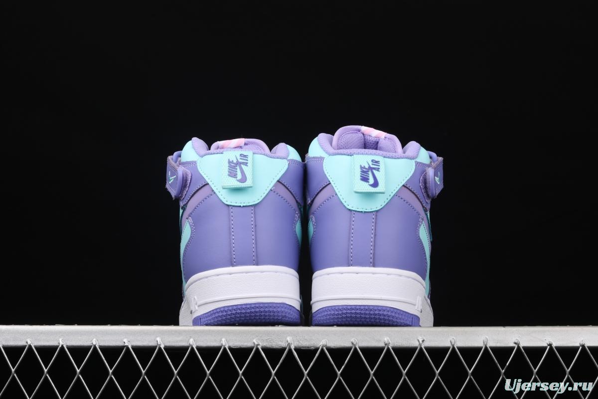NIKE Air Force 1 Mid sells blue and purple color Zhongbang leisure board shoes CV3039-107overseas