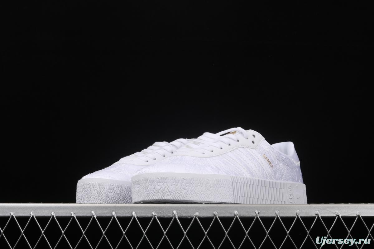 Adidas Sambarose W EG5158 clover vintage pure white embroidered thick-soled high board shoes