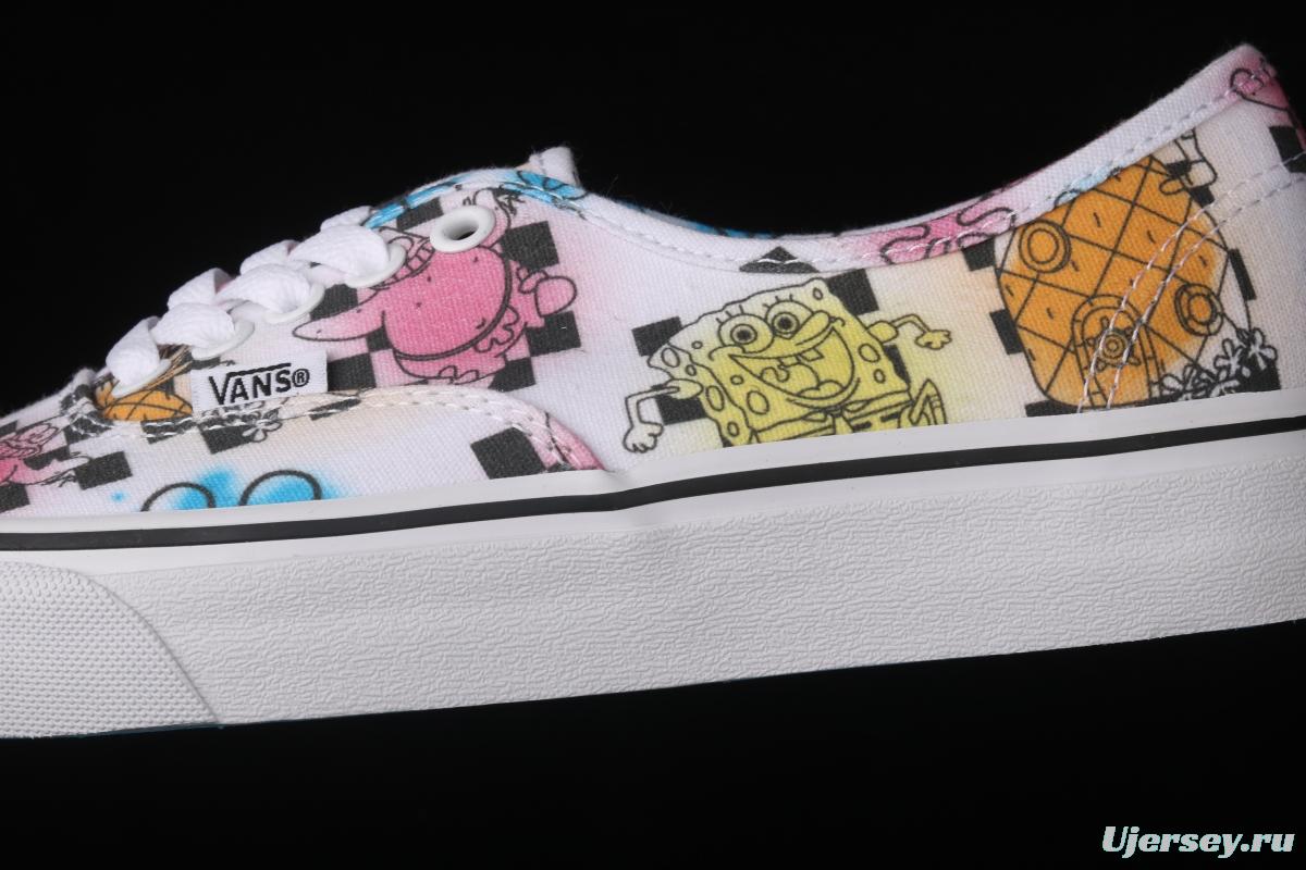 SpongeBob x Vans Authentic color printing cartoon limited edition low-top casual board shoes VN0ASHZSZAS
