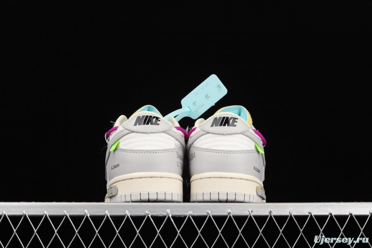 OFF-White x NIKE DUNK Low 04 of 50 OW white gray leisure sports skateboard shoes DM1602-100